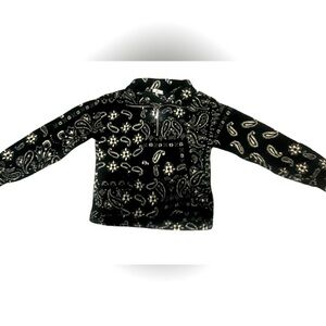 Black and White Paisley Fleece Pullover